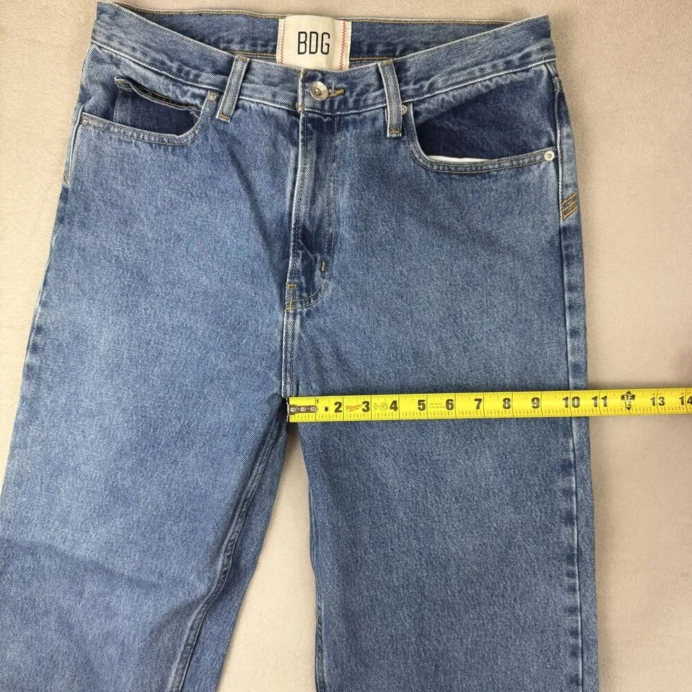BDG Skate Fit Jeans Men's 32/32 Blue Raw Hem Distressed Faded Cotton
